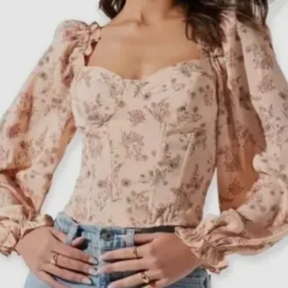 Astr Floral Blouse in Pink and Cream